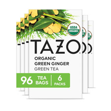 Organic Green Tea, Green Ginger, 96 Total Tea Bags 16Ct - Pack of 6