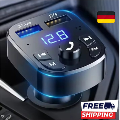 Bluetooth 5.0 FM Transmitter Auto MP3 Player QC3.0 USB Ladegerät Bass Boost LED