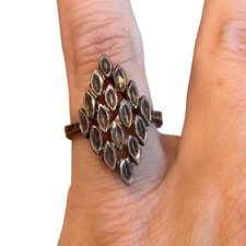 Vintage 925 Sterling Silver Marquise Cluster Ring Size 5 Retro Deco 3.77g 1in