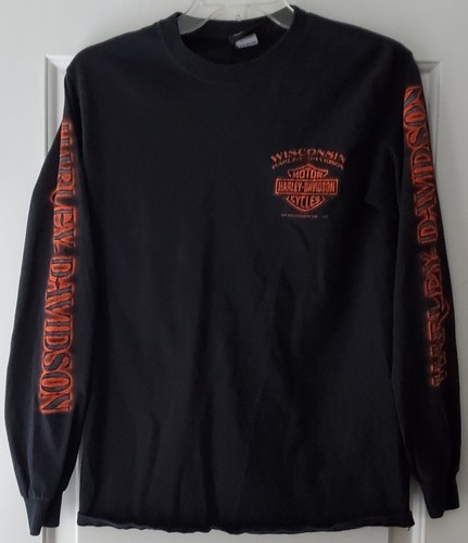 Harley-Davidson Mens Eagle Piston Black Long Sleeve Crew Shirt - Size S - EUC - Picture 2 of 11