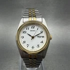 Seiko Watch Women 24mm White Dial Two Tone Daydate Round 7N83-0011 New Battery