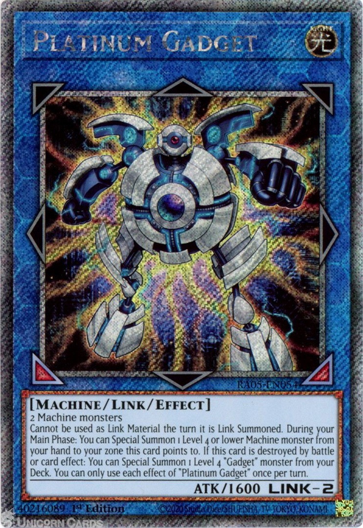 RA05-EN054 Platinum Gadget : Platinum Secret Rare 1st Edition Mint YuGiOh Card