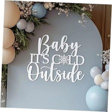 Baby It's Cold Outside Sign for Backdrop,Wooden Baby Shower Sign for Winter