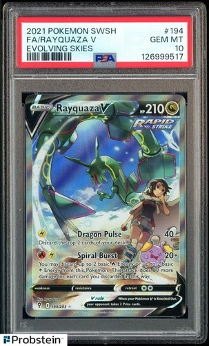 2021 Pokemon SWSH Evolving Skies #194 FA Rayquaza V PSA 10 GEM MINT
