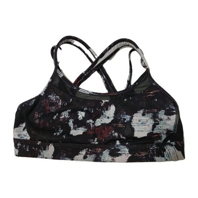 Lululemon Get Down Bra Static Blossom Multi Black With Pads Size 8