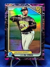 Leo De Vries 2024 Bowman Draft #BDC-116 Chrome Fuchsia Lunar Refractor #/199