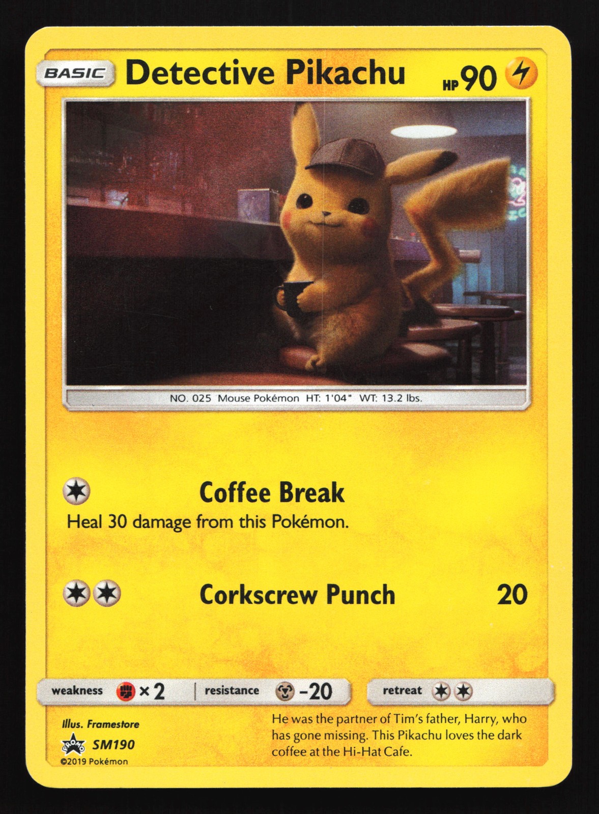 Detective Pikachu SM190 Sun & Moon Black Star Promo Pokemon Card