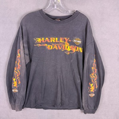 Vintage Y2K Harley Davidson Shirt Mens XL L/S Flames Olympia, WA