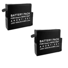 2PACK 2000mAh Battery for GoPro HERO8/HERO7/HERO6/HERO5 Black