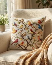 Bird Illustration 40x40cm Cushion Cover | Nature Inspired Decor Brand New Print
