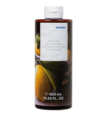 Korres Basilikum Zitrone Duschgel 400 ml erneuernder Körperreiniger 13,53 flüssige Unzen NEU
