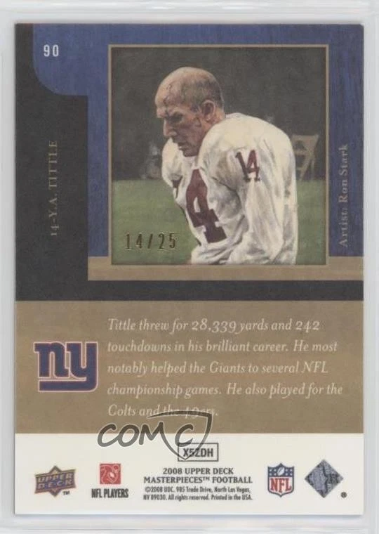 2008 Upper Deck Masterpieces Bronze Framed /25 YA Tittle #90 HOF - Image 2 of 2