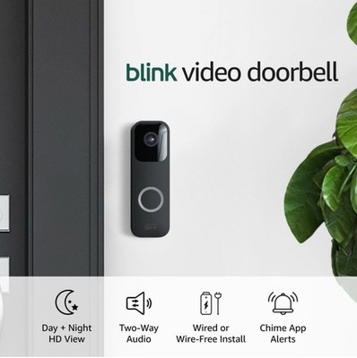 Blink Video Doorbell - Two-Way Audio HD Live View Chime Alerts Battery & Wired