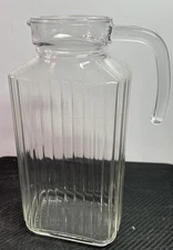 Vintage ARC 14 Glass Fridgie Refrigerator Pitcher Ribbed Large