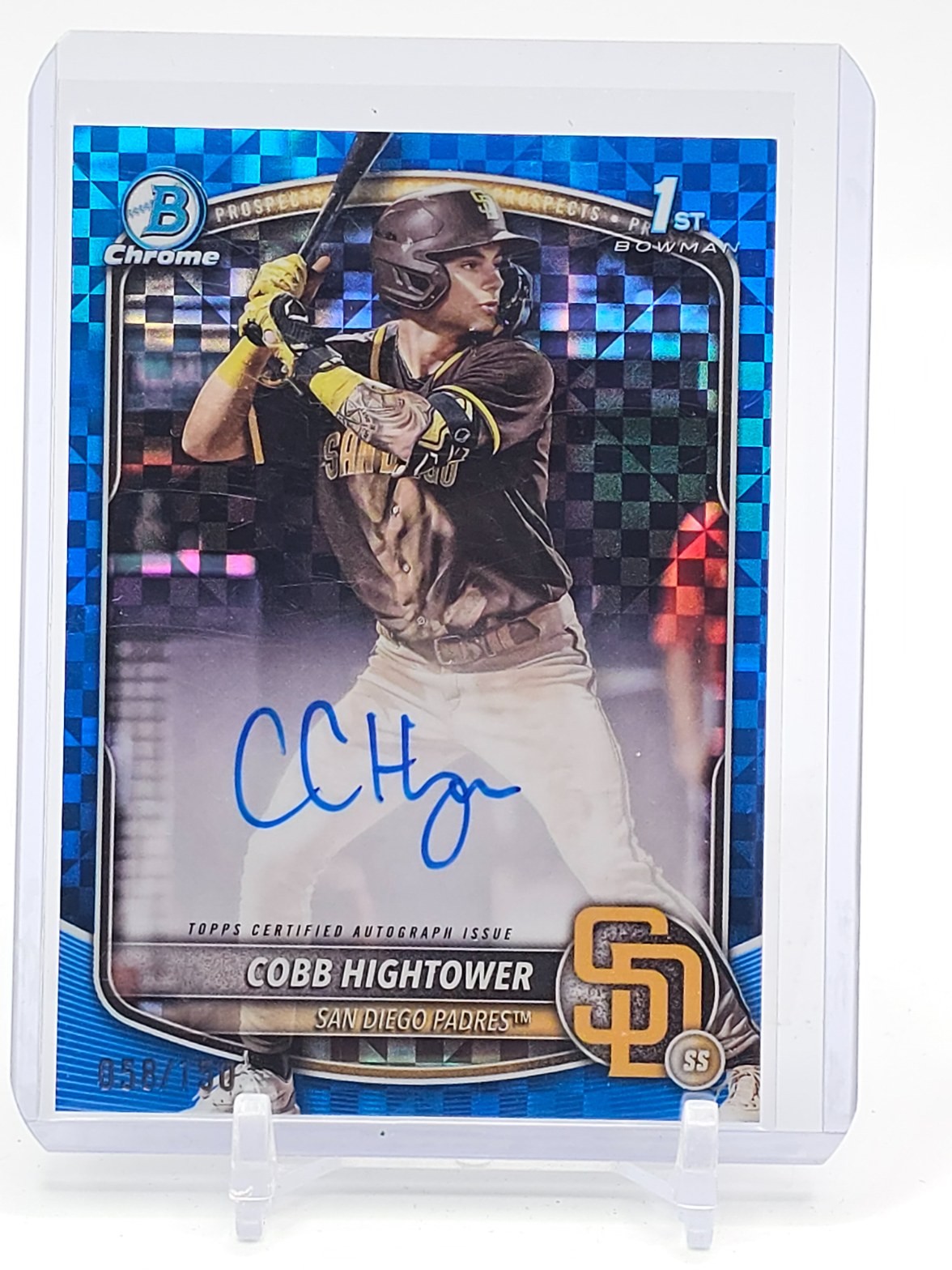 COBB HIGHTOWER 2025 BOWMAN CHROME 1ST AUTO BLUE X-FRACTOR /150 ROOKIE Q0927