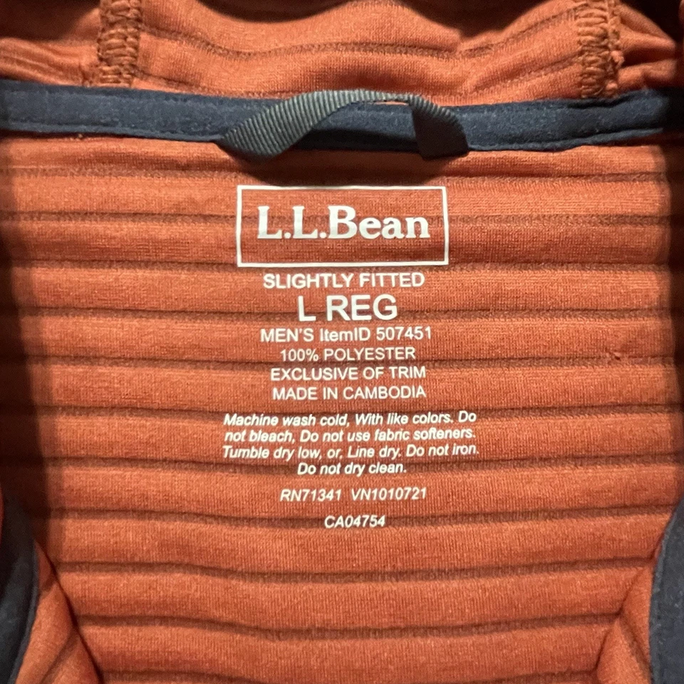 NWOT LL Bean Jacket Mens Large Burnt Orange Slightly Fitted Hooded Full Zip Logo - Image 3 of 4