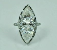 Art Deco Style 2.00 CT Pear Cut Moissanite Engagement Ring 14k White Gold Plated