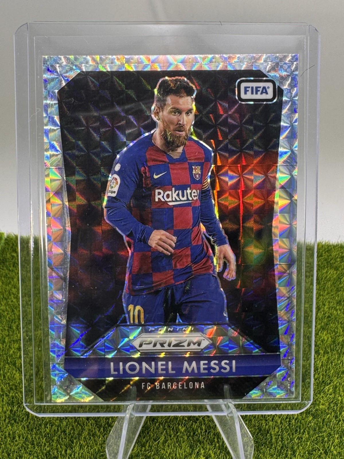 2025-26 Prizm FIFA Lionel Messi 2015 Flashback #2 Mosaic Silver Prizm Barcelona