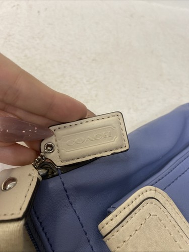 Coach Blue Off-White Leather Top-Zip Crossbody Bag - Picture 5 of 16