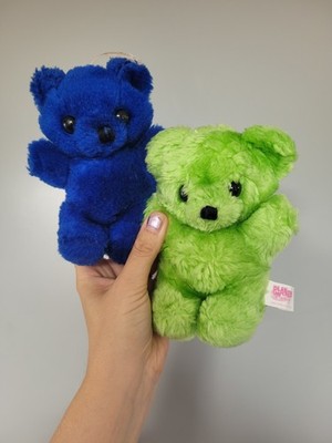 2 x Spielmacher Vintage kleine Teddybären limettengrün und dunkelblau Stofftier