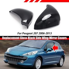 Spiegelkappen Spiegel Gehäuse Spiegelabdeckkappe Schwarz Glanz für Peugeot 207