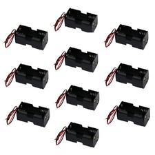 10-Pack 4-AA Battery Spring Clip Holder Case Plastic Box Tow Layers Stacked 6VDC