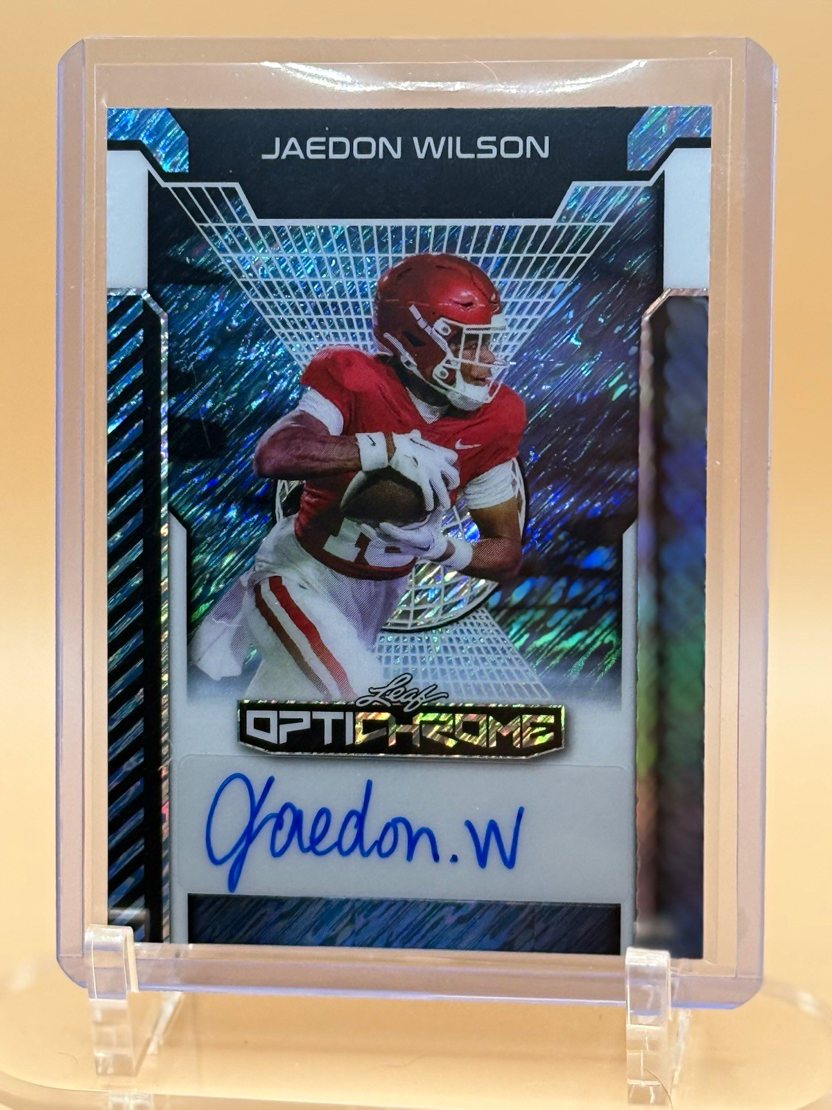 Jaedon Wilson 2025 Leaf Optichrome Football Hard Signed Auto 1/7 BA-JW1