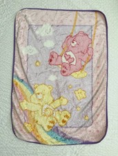 Vintage Care Bears Fleece Rainbow Baby Blanket