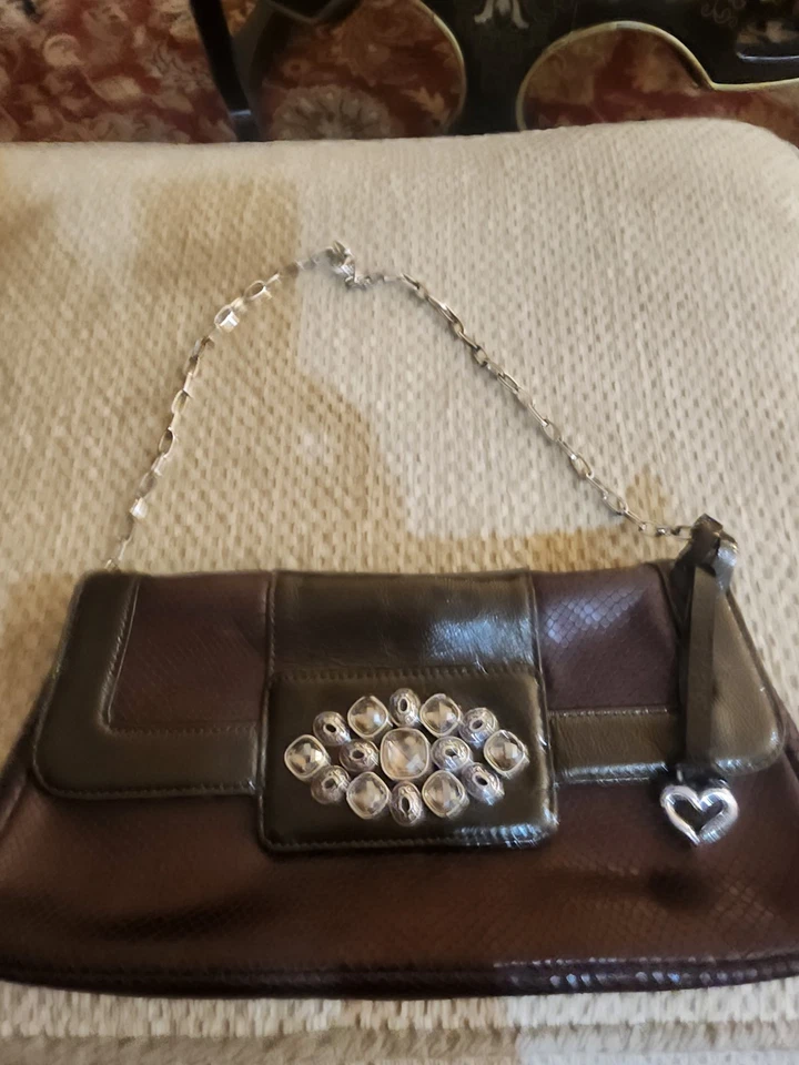 Brighton Womens Vintage Bronze Leather Bag Venus Rising Cocktail Evening Bag - Image 2 of 4