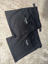 Authentic Celine Dust Bag Logo Black White Drawstring Pouch 10x13  