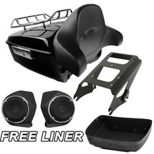 King Trunk Pad Mount Rack & Speakers Fit For Harley Touring Electra Glide 09-13
