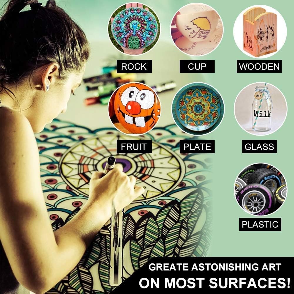 AROIC Paint Markers, 28 Colors Oil-Based Waterproof Marker Pen... 