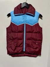 Vintage Sears JR Bogans Kids Puffer Vest Burgundy Blue Junior Size S