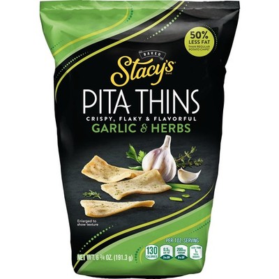 Stacy's Crispy Garlic and herb Pita Thins 6.75 oz Bag (Case pack of 8)