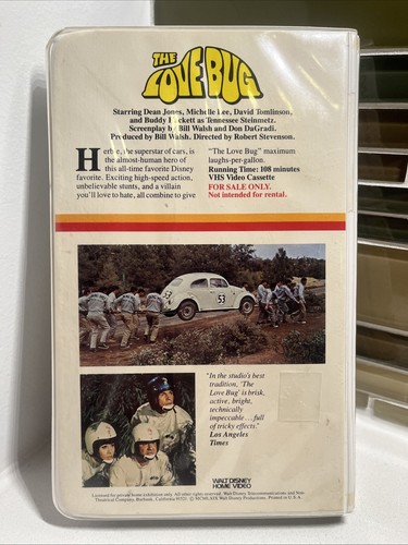 Herbie The Love Bug VHS Vintage Clamshell Walt Disney Volkswagen - Picture 2 of 3