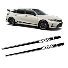 Car Side Skirt Decal, Racing Stripe Auto Body Side Stickers, 2 PCS Black