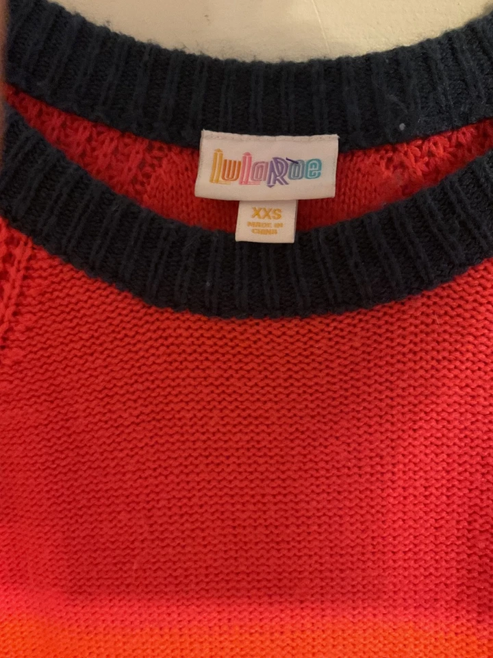 LuluRoe COLOR-BLOCK SWEATER DRESS (LAUREN)BRIGHT COLORS XXS/40"C33"long - Image 3 of 4