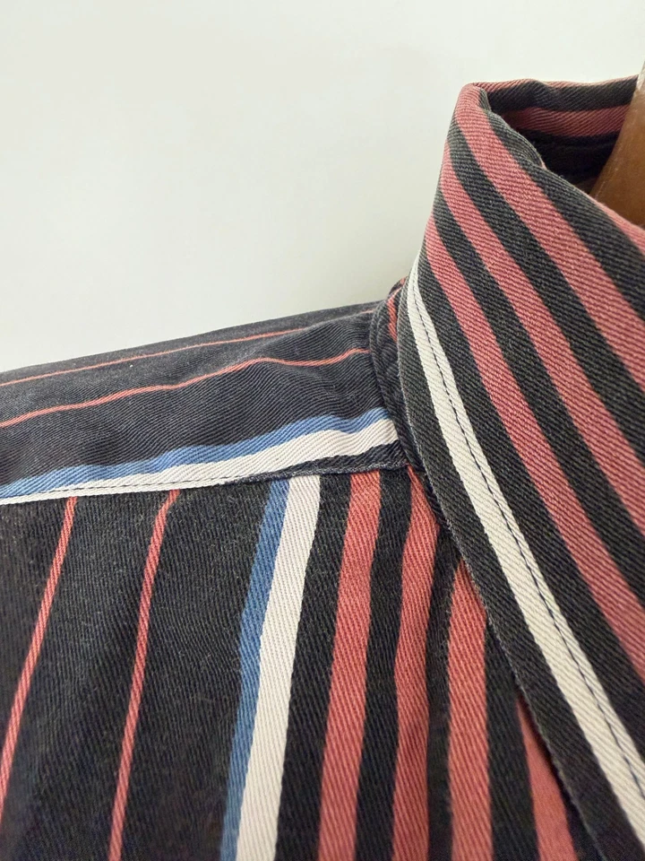 Camisa de Colección Harbor Bay Hombres 3XL GRANDE Bloques de Color Rayas Abotonadas Algodón Sarga Foto 4 de 4