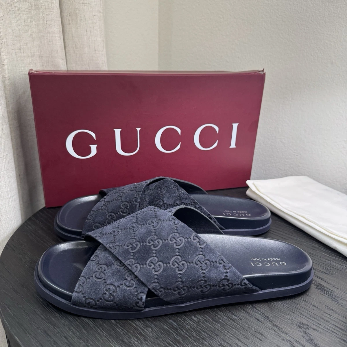 古驰男式蓝色凉鞋| eBay