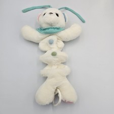 Vintage Soft Dreams White Teddy Bear Musical Crib Pull Toy Plush Baby Lullaby
