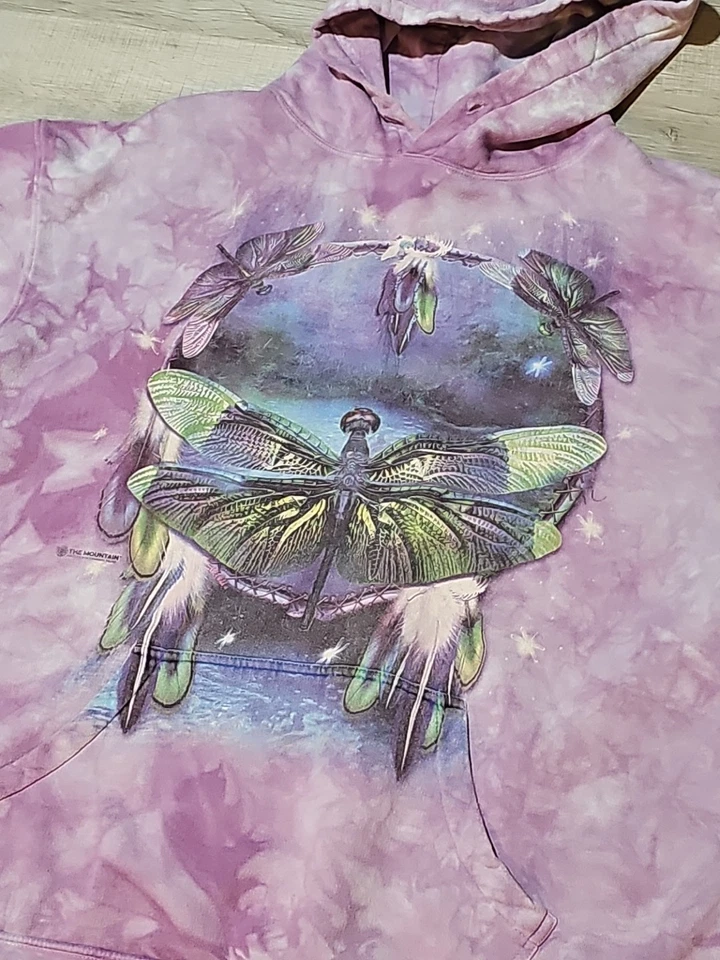 The Mountain Sweatshirt Sz 2XL Purple Dragonfly Dreamcatcher Tie Dye Y2K Hippy - Image 2 of 4