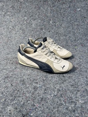 Puma by Neil Barrett Leather Racing Sneakers Ivory Navy VMC-0804 Size 9