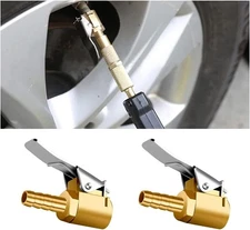 2Pcs Locking Tire Air Chuck,Brass Tire Inflation Hose Adapter,Tire Nozzle with T