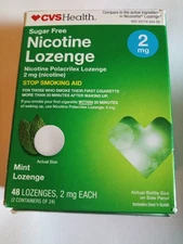CVS Health Sugar Free Nicotine Lozenges 2mg Mint Flavor Exp 019/26
