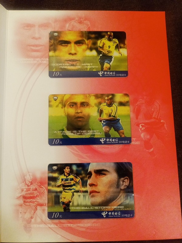 RONALDO WORLD CUP PHONE SOCCER CARDS RONALDO ROBERTO CARLO TOTTI CANNAVARO FIGO 
