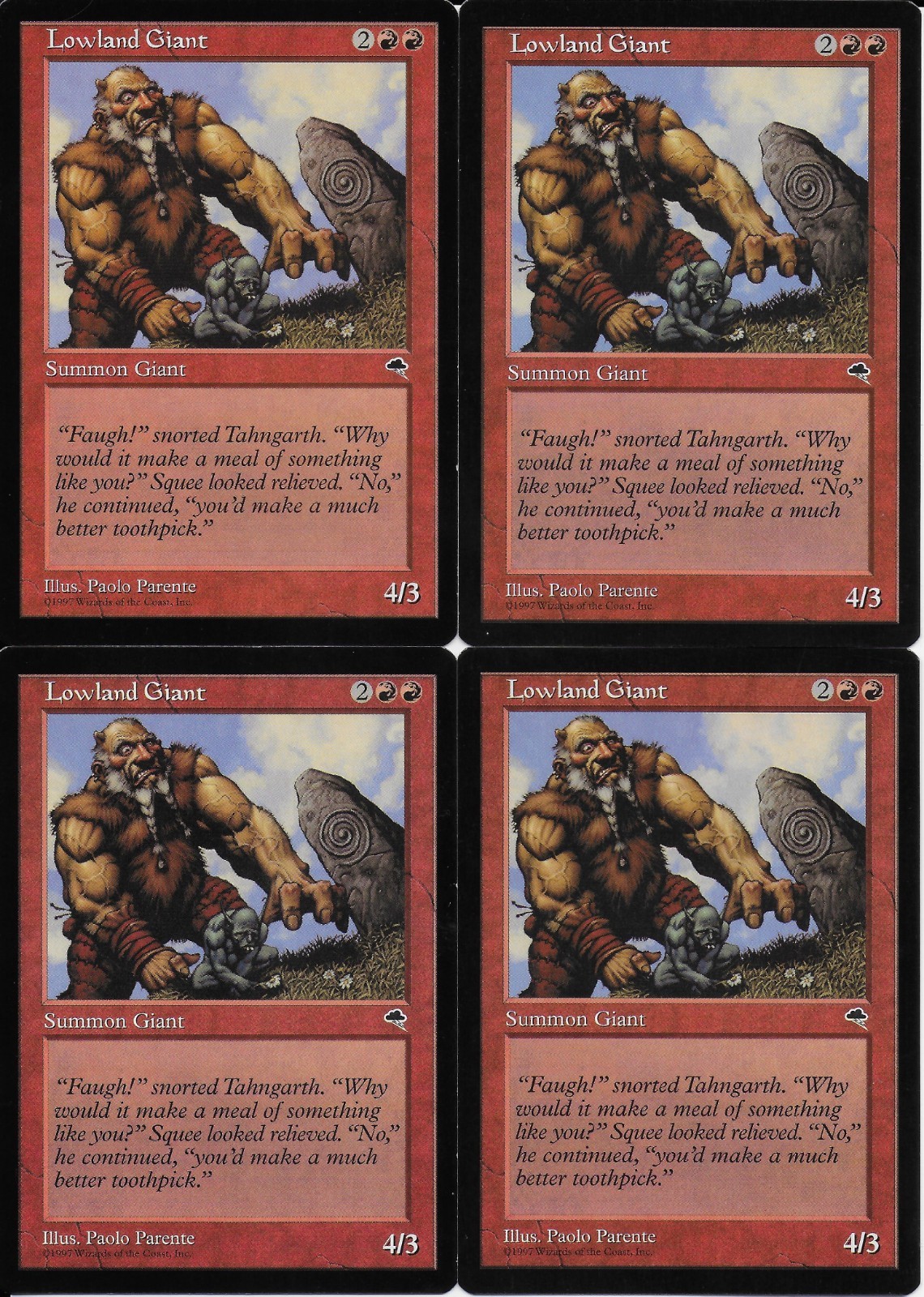 MTG: LOWLAND GIANT Tempest COMMON; played, Excellent condition x4