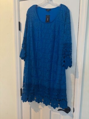 NWT$99 Alfani Womens Lace Crochet Sheath Shift Dress CREST BLUE XL GORGEOUS  | eBay