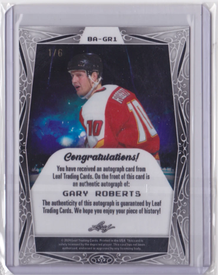 2024 LEAF METAL LEGENDS CRYSTAL ORANGE PARALLEL 1/6 GARY ROBERTS #BA-GR1 FLAMES - Image 2 of 2