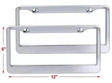 2 Pack Stainless Steel Chrome License Plate Tag Frame Reflector Cover and Screws