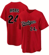 Bruno Mars 24K Hooligans Pinstripe Baseball Jersey Magic Red Men's Size 3XL XXXL